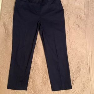 Talbots slim crop navy cotton trousers- only worn twice.